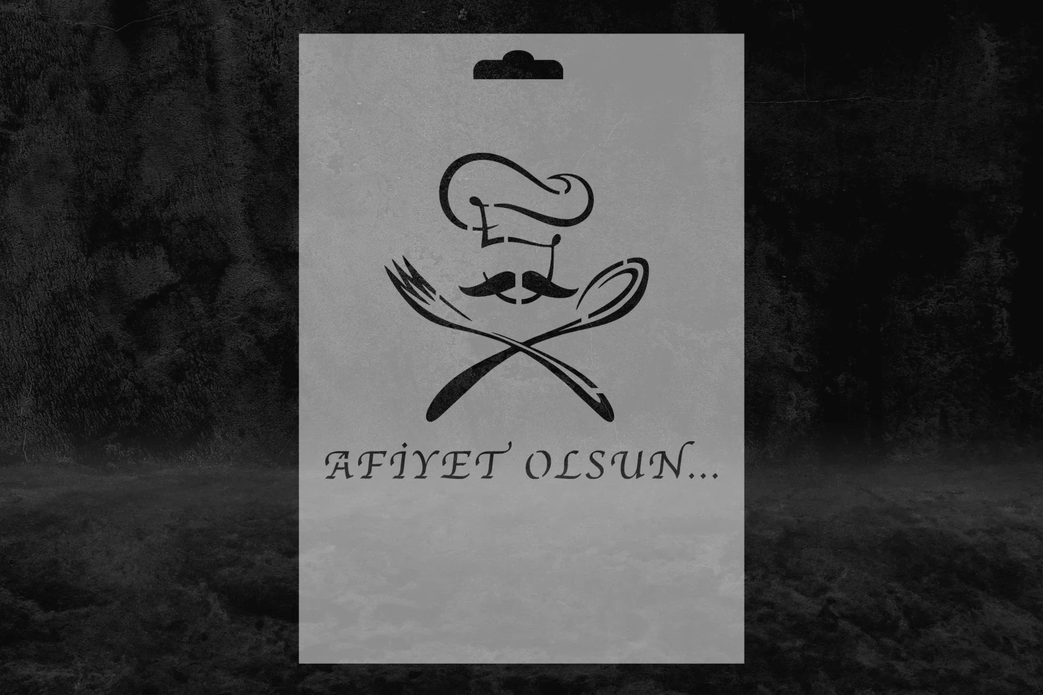 Afiyet Olsun Desenli Stencil Kalıbı, Şef Çatal, Bıçak Stencil görsel 2